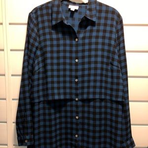 Black and blue checked J. Jill button down tunic